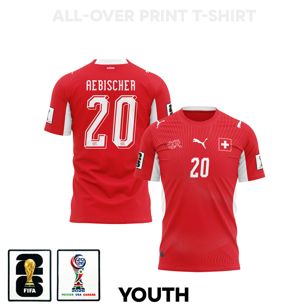 Michel Aebischer 20 Youth Switzerland 2026 Home 3D T-shirt Fully Printed – Red