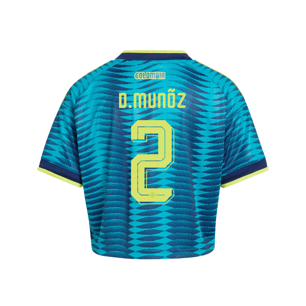 Daniel Muñoz 2 Colombia 2026 Away Women's Cropped Jersey - Turquoise