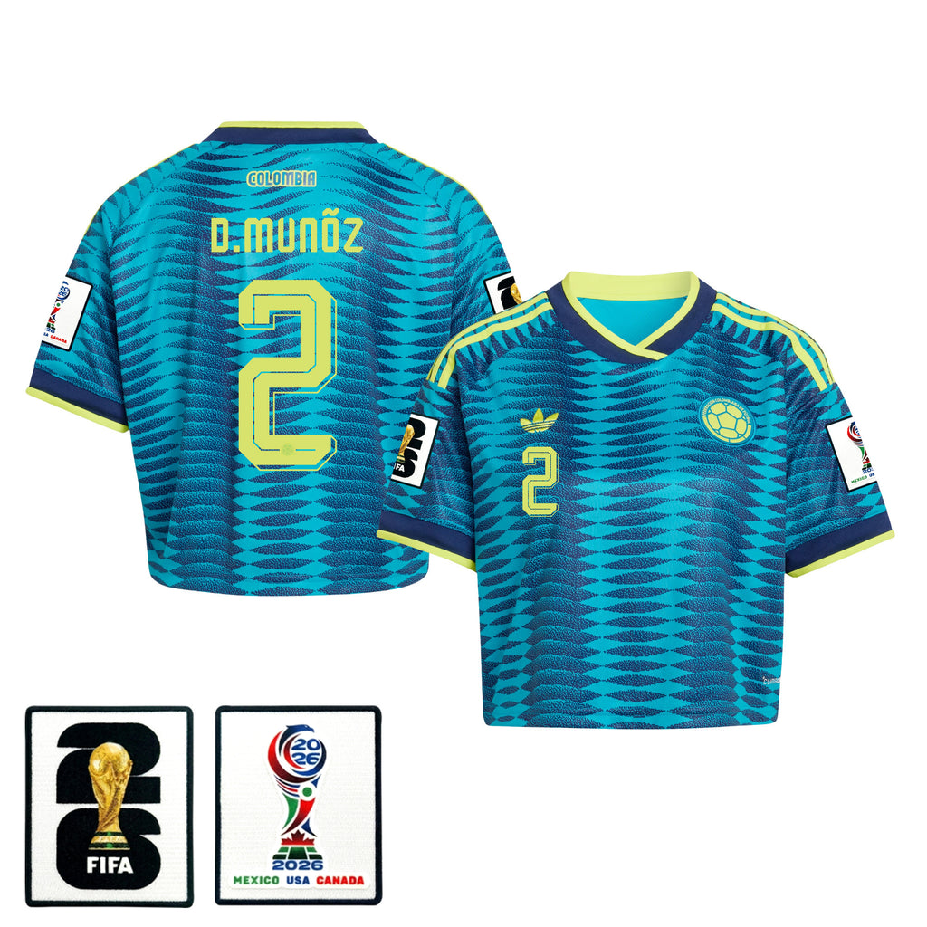 Daniel Muñoz 2 Colombia 2026 Away Women's Cropped Jersey - Turquoise