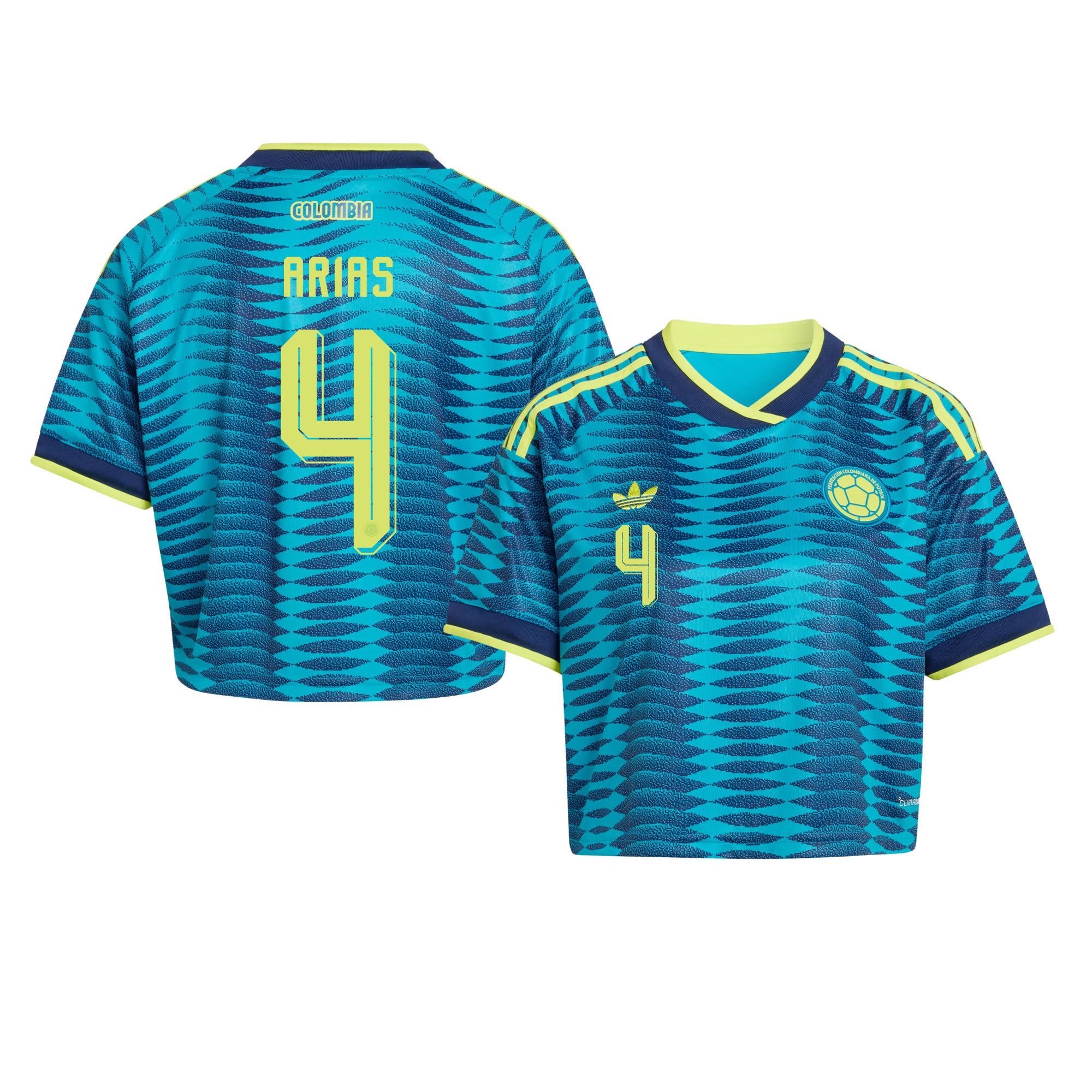 Santiago Arias 4 Colombia 2026 Away Women's Cropped Jersey - Turquoise