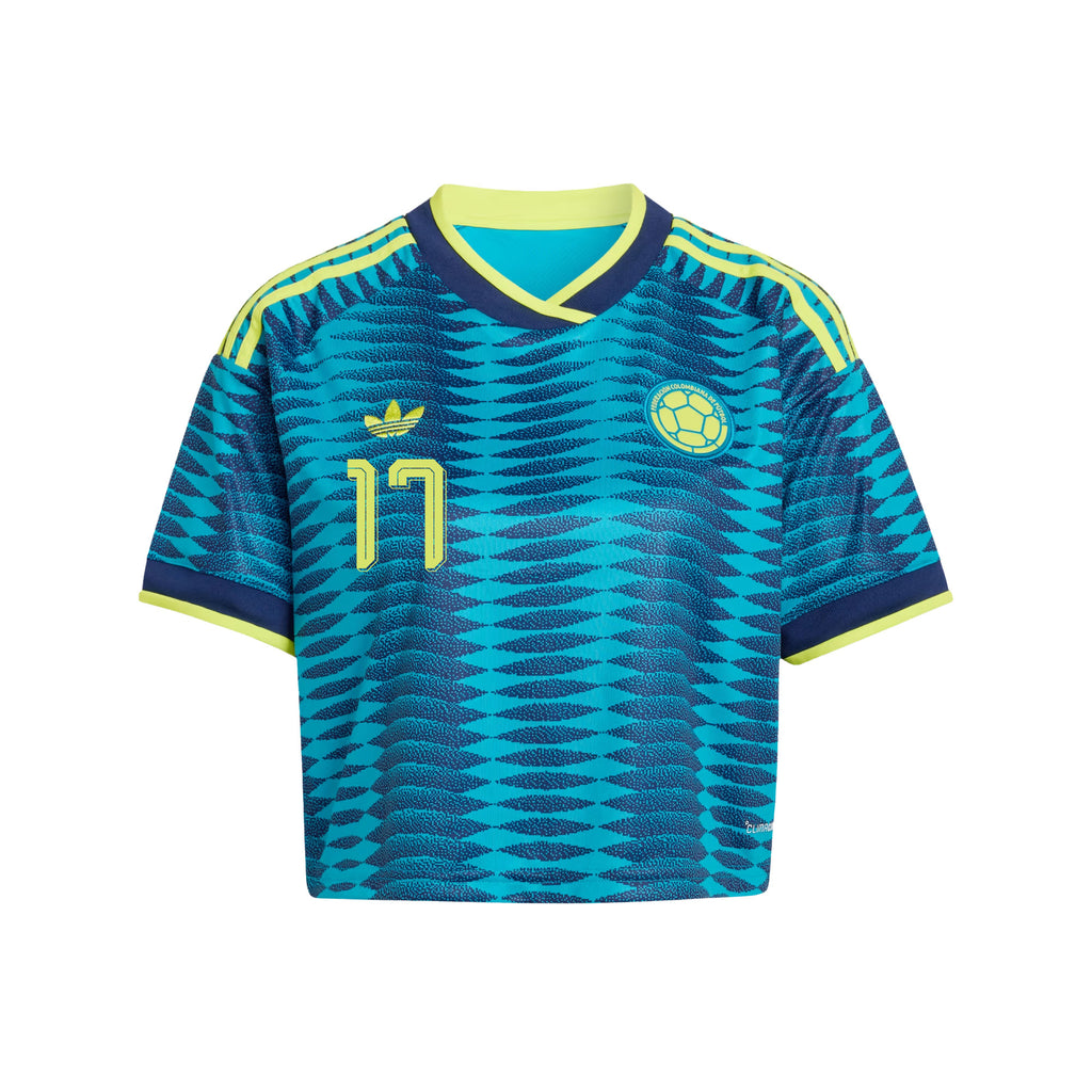 Johan Mojica 17 Colombia 2026 Away Women's Cropped Jersey - Turquoise