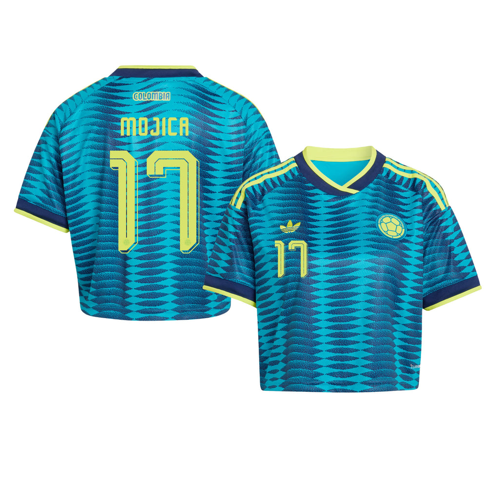 Johan Mojica 17 Colombia 2026 Away Women's Cropped Jersey - Turquoise