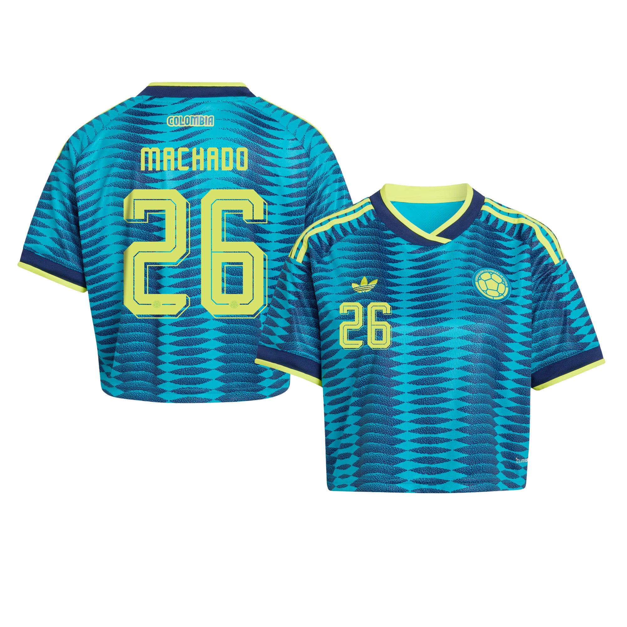 Deiver Machado 26 Colombia 2026 Away Women's Cropped Jersey - Turquoise