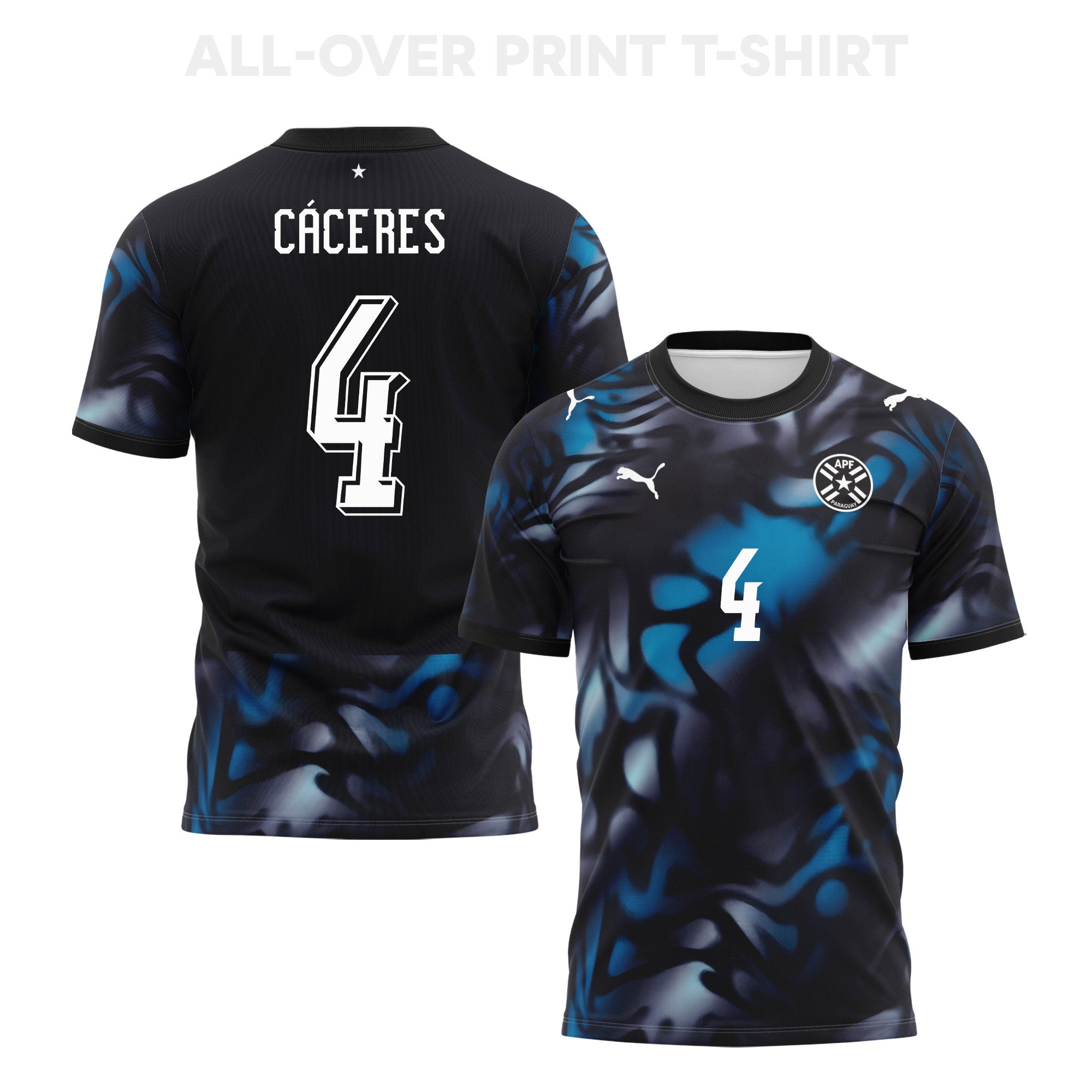 Juan Cáceres 4 Paraguay 2026 Away 3D T-Shirt Fully Printed – Unisex, Navy