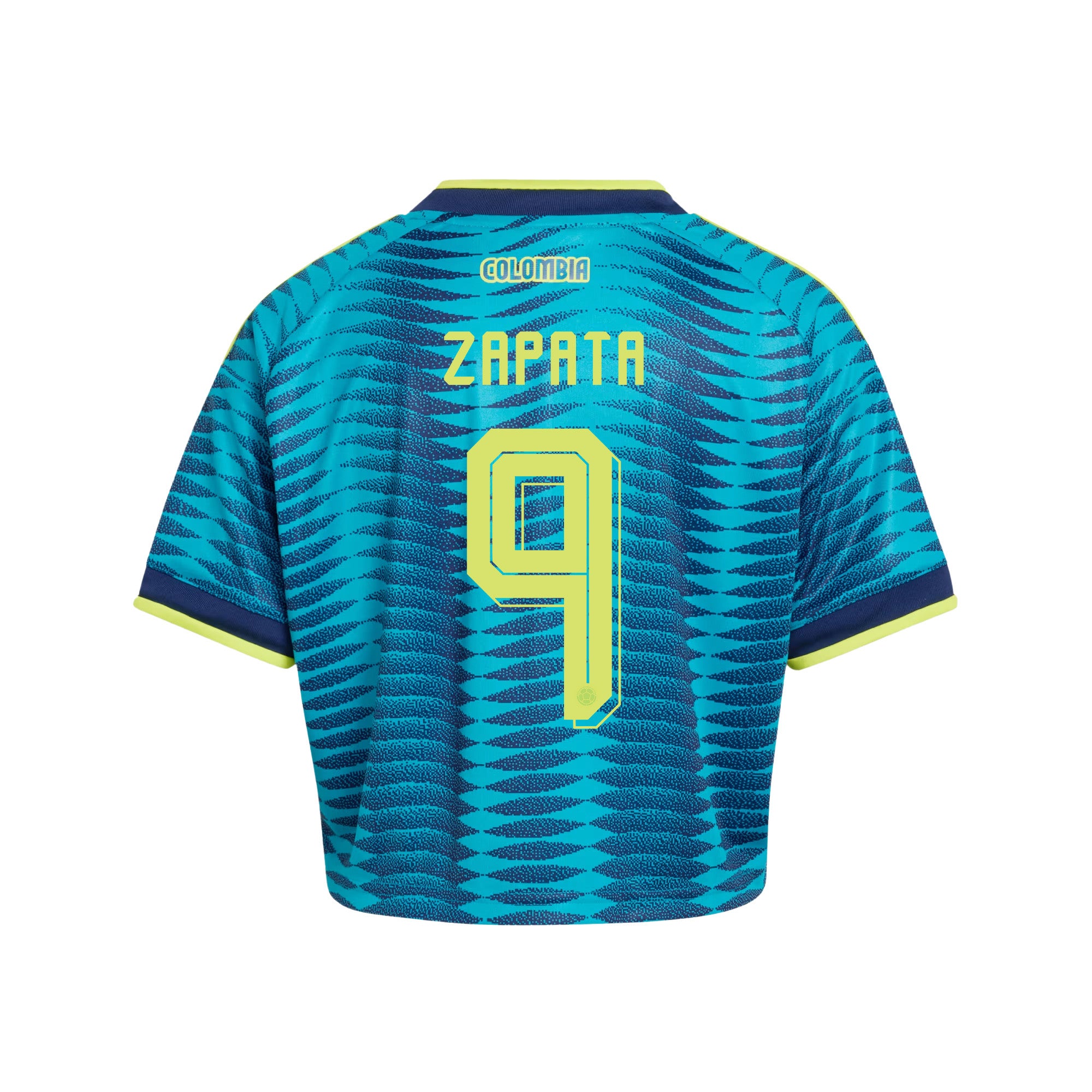 Duván Zapata 9 Colombia 2026 Away Women's Cropped Jersey - Turquoise