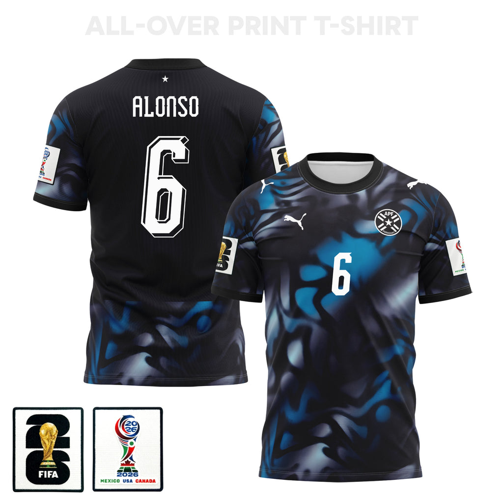 Júnior Alonso 6 Paraguay 2026 Away 3D T-Shirt Fully Printed – Unisex, Navy