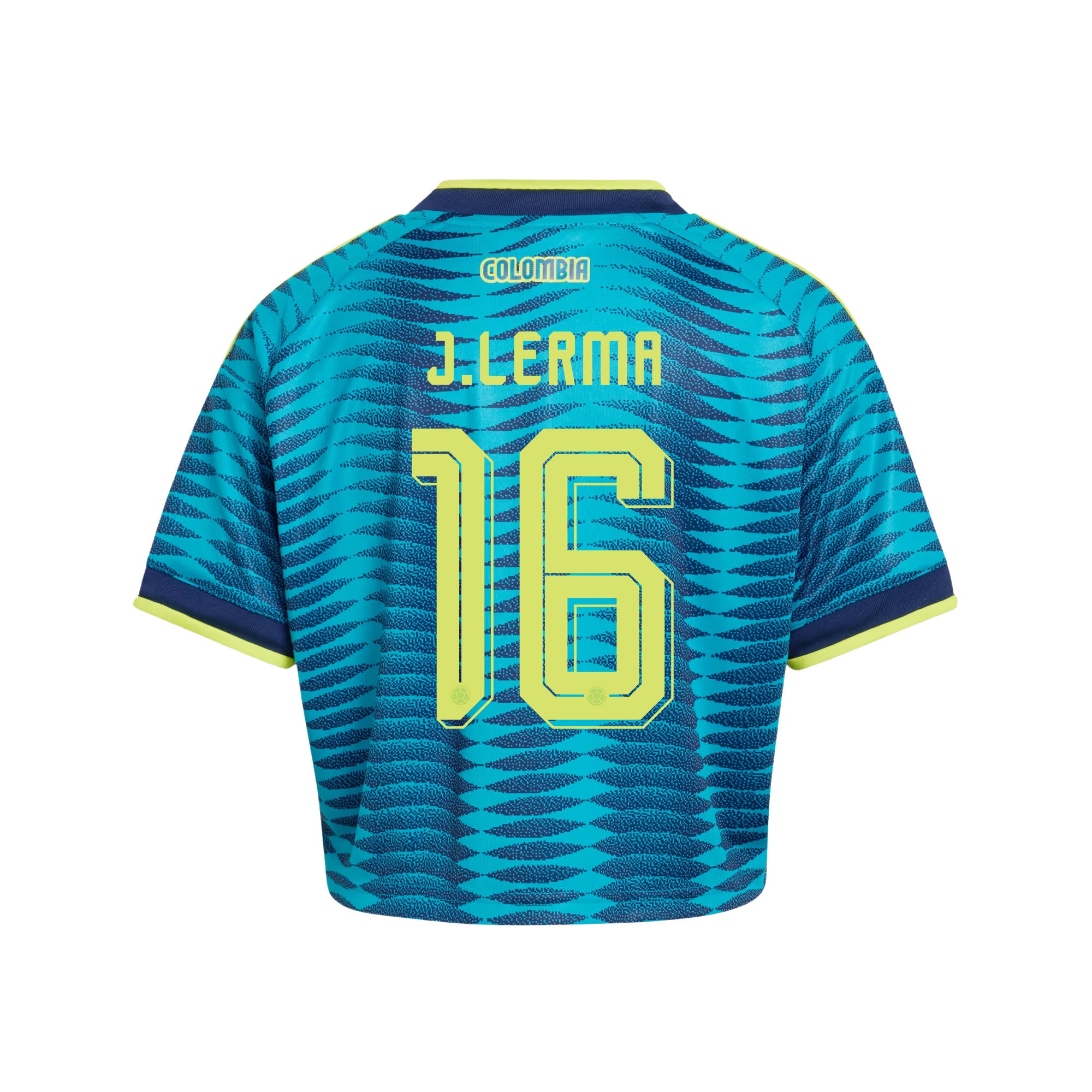 Jefferson Lerma 16 Colombia 2026 Away Women's Cropped Jersey - Turquoise