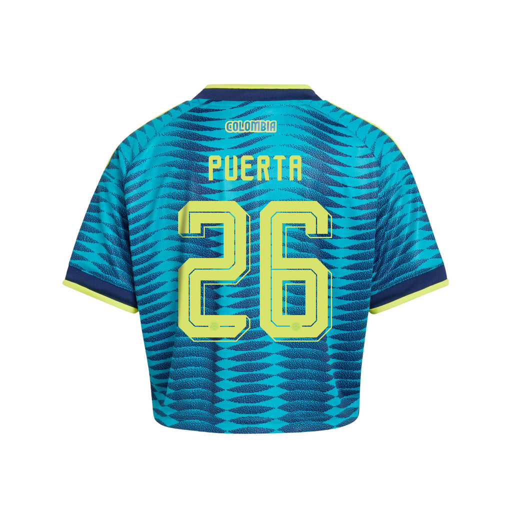 Gustavo Puerta 26 Colombia 2026 Away Women's Cropped Jersey - Turquoise