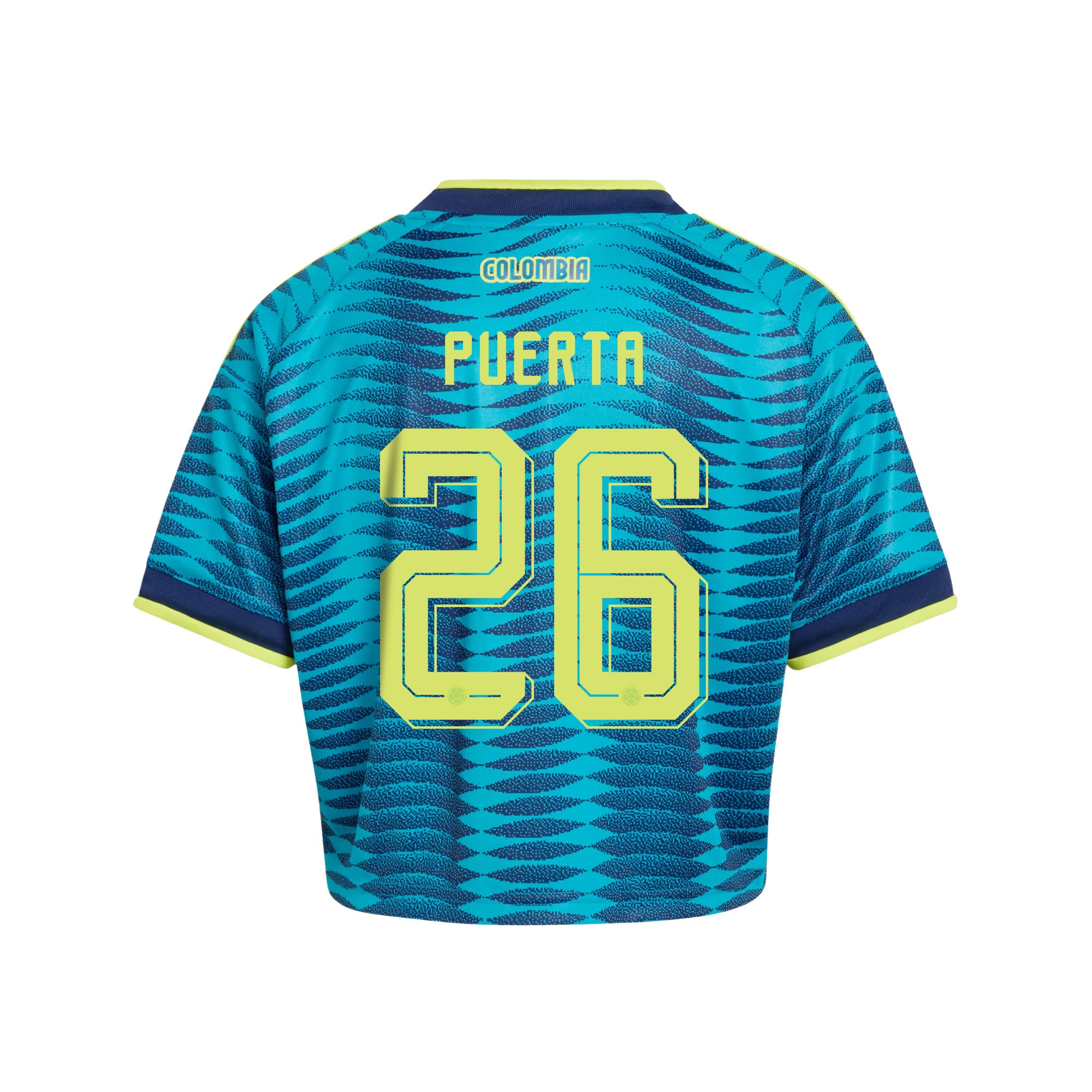 Gustavo Puerta 26 Colombia 2026 Away Women's Cropped Jersey - Turquoise