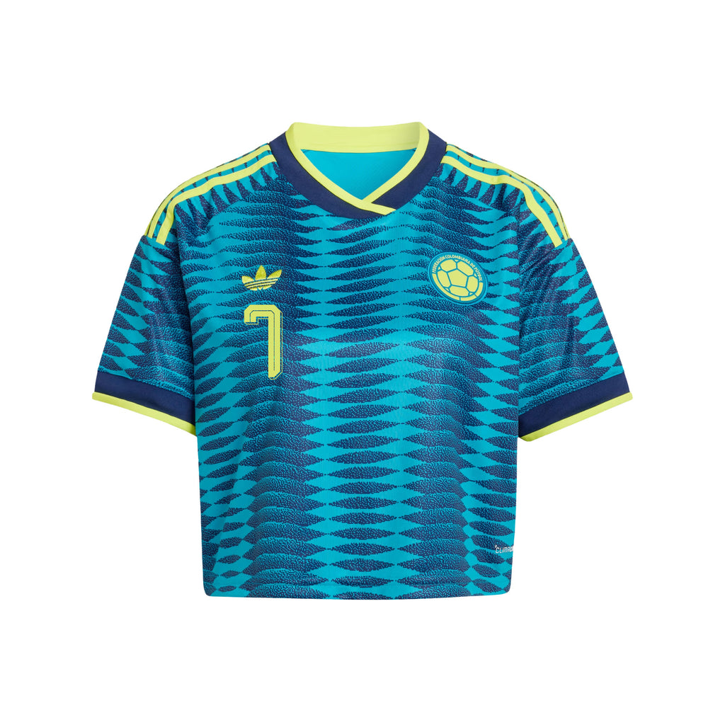 Luis Diaz 7 Colombia 2026 Away Women's Cropped Jersey - Turquoise