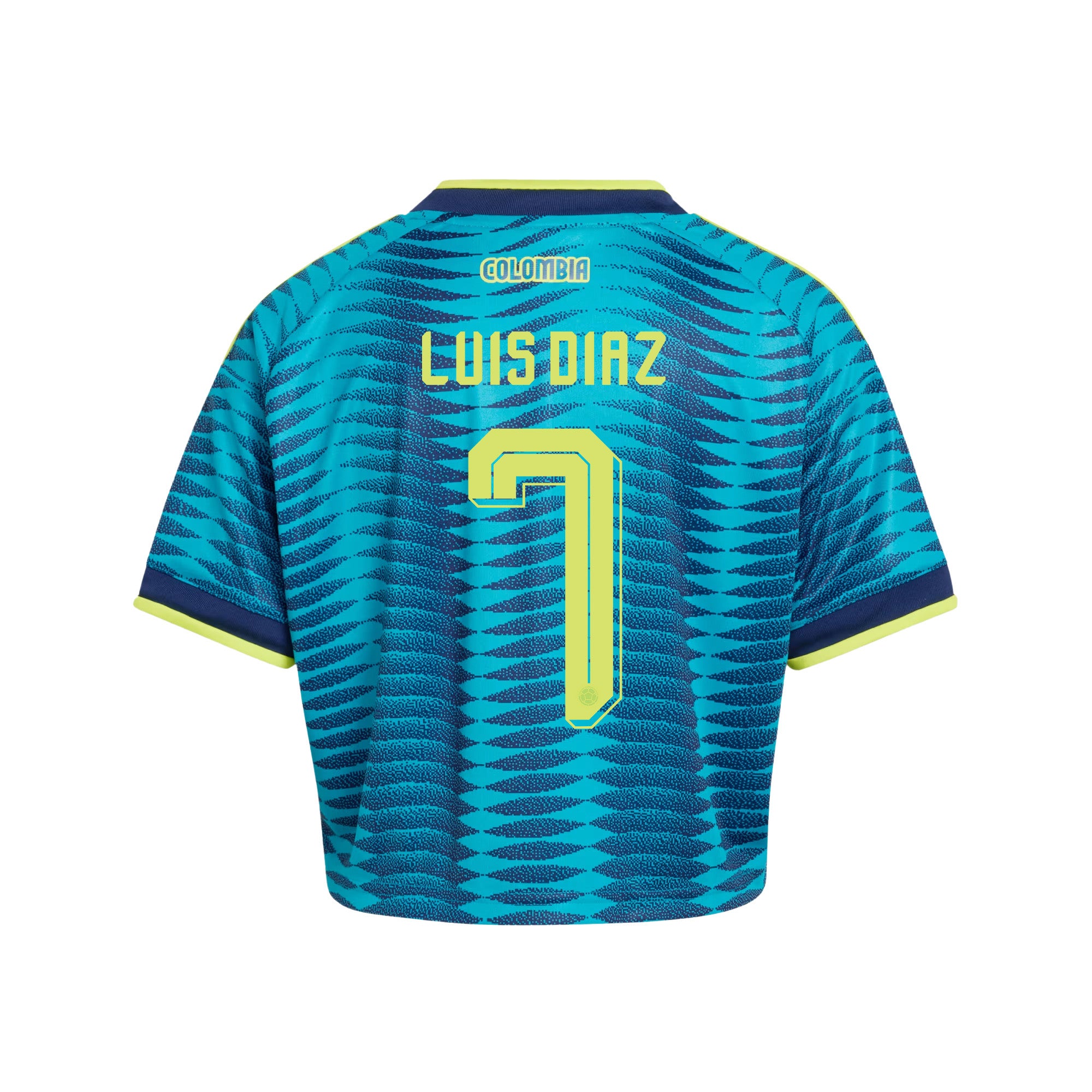 Luis Diaz 7 Colombia 2026 Away Women's Cropped Jersey - Turquoise