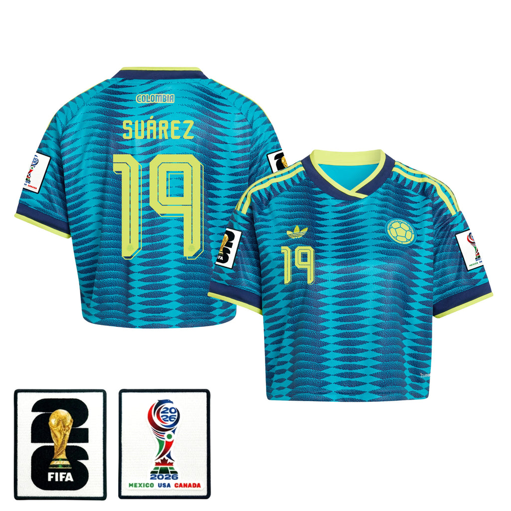 Luis Suárez 19 Colombia 2026 Away Women's Cropped Jersey - Turquoise
