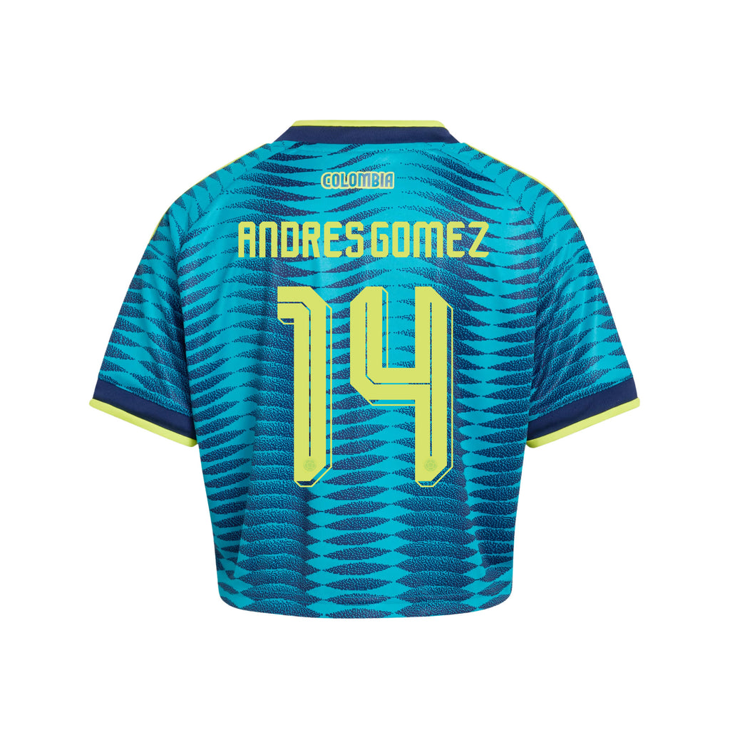 Andres Gomez 14 Colombia 2026 Away Women's Cropped Jersey - Turquoise