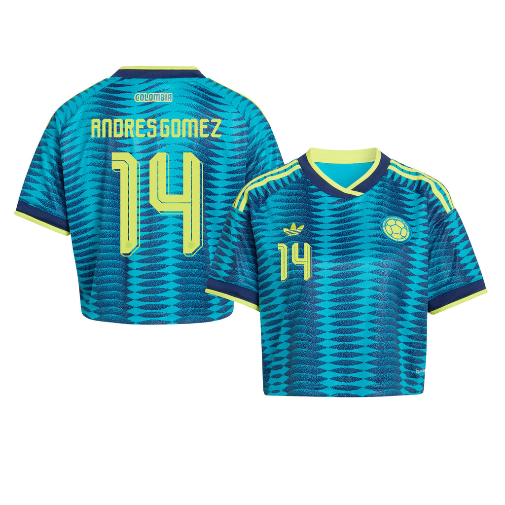 Andres Gomez 14 Colombia 2026 Away Women's Cropped Jersey - Turquoise