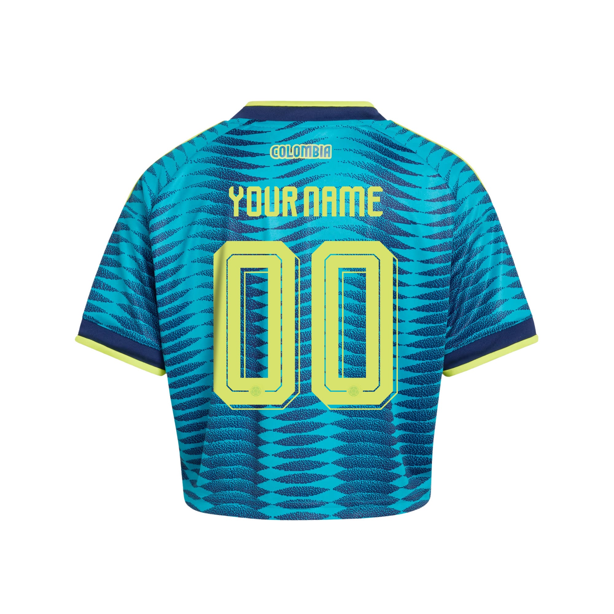 Colombia 2026 Away Personalized Women's Cropped Jersey - Turquoise
