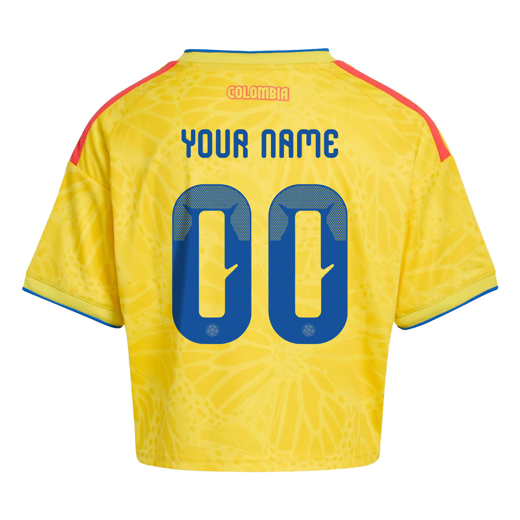 Colombia 2026 Home Personalized Women's Cropped Jersey - Yellow