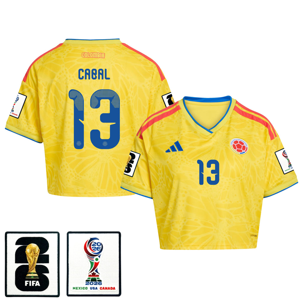 Juan Cabal 13 Colombia 2026 Home Women's Cropped Jersey - Yellow