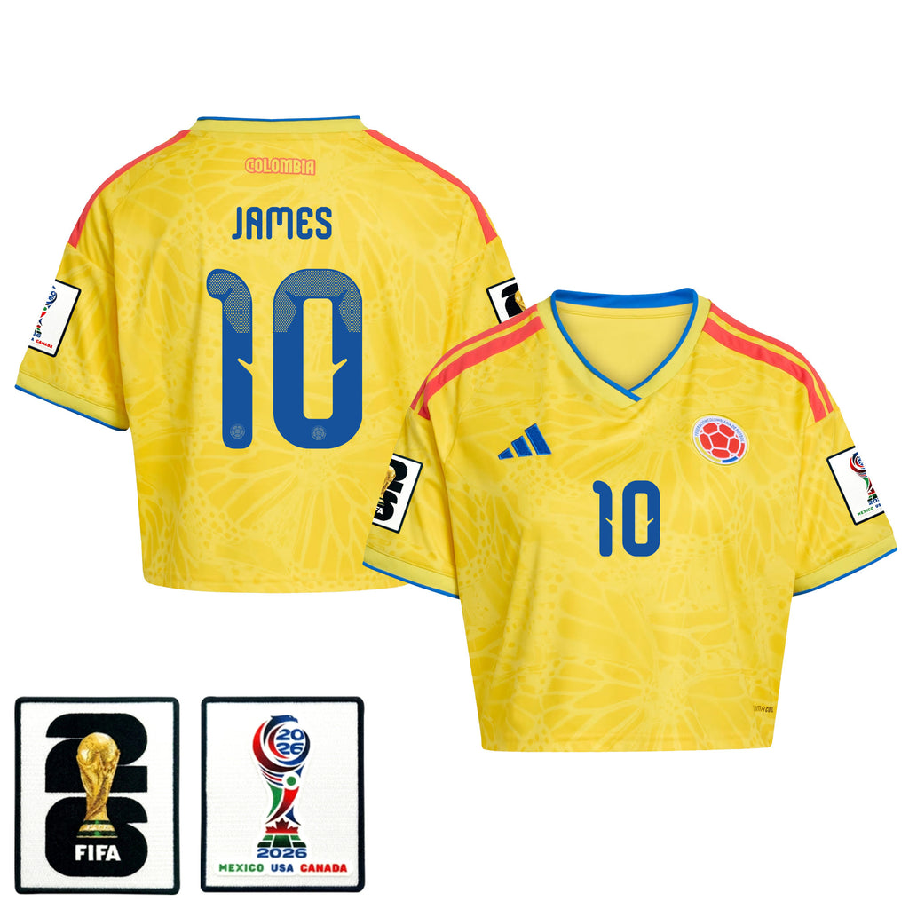 James Rodriguez 10 Colombia 2026 Home Women's Cropped Jersey - Yellow