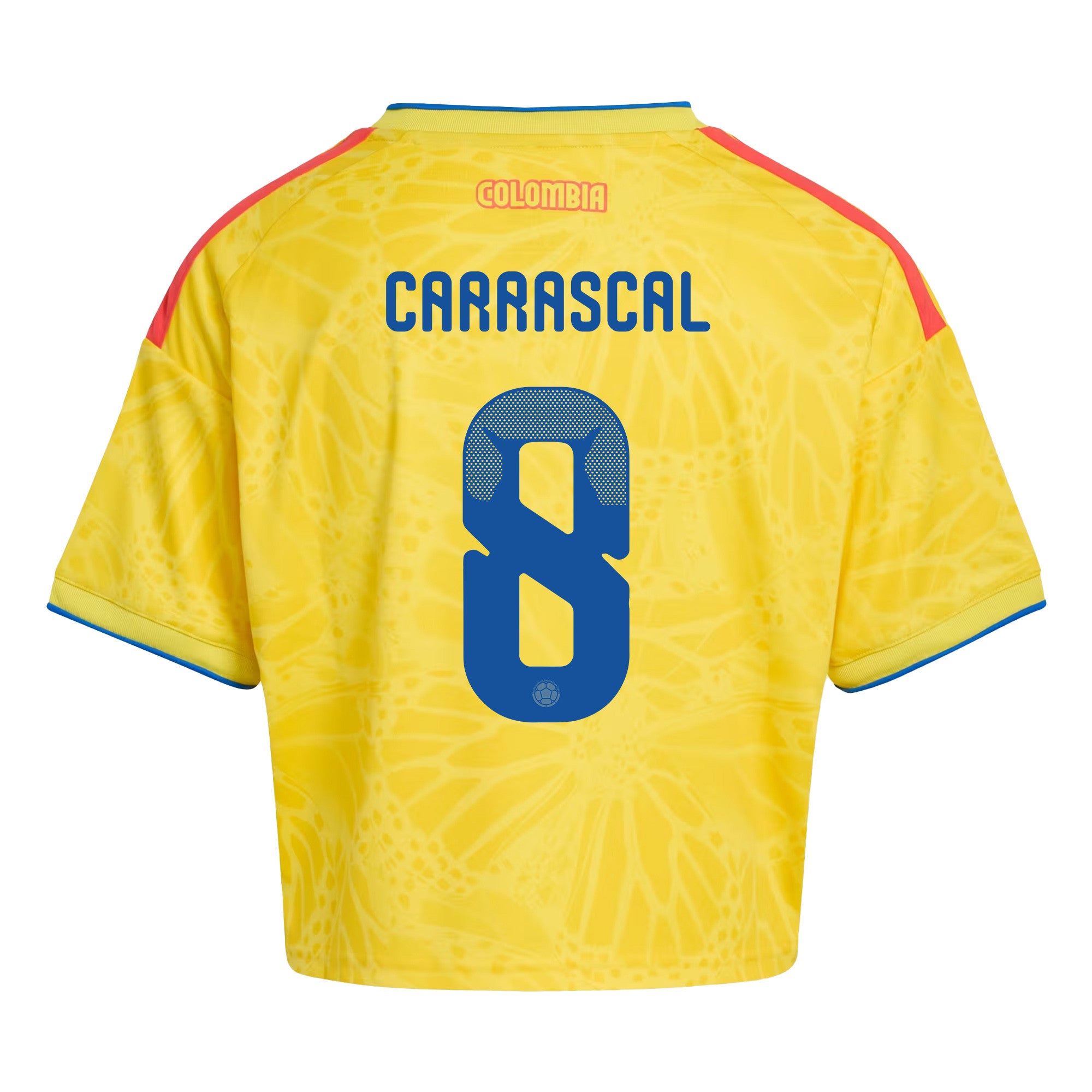 Jorge Carrascal 8 Colombia 2026 Home Women's Cropped Jersey - Yellow