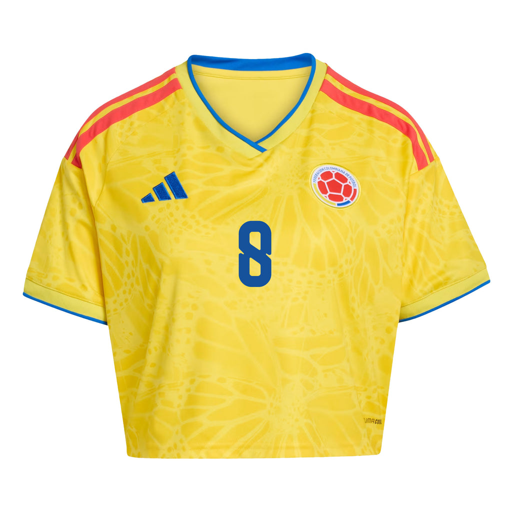 Jorge Carrascal 8 Colombia 2026 Home Women's Cropped Jersey - Yellow