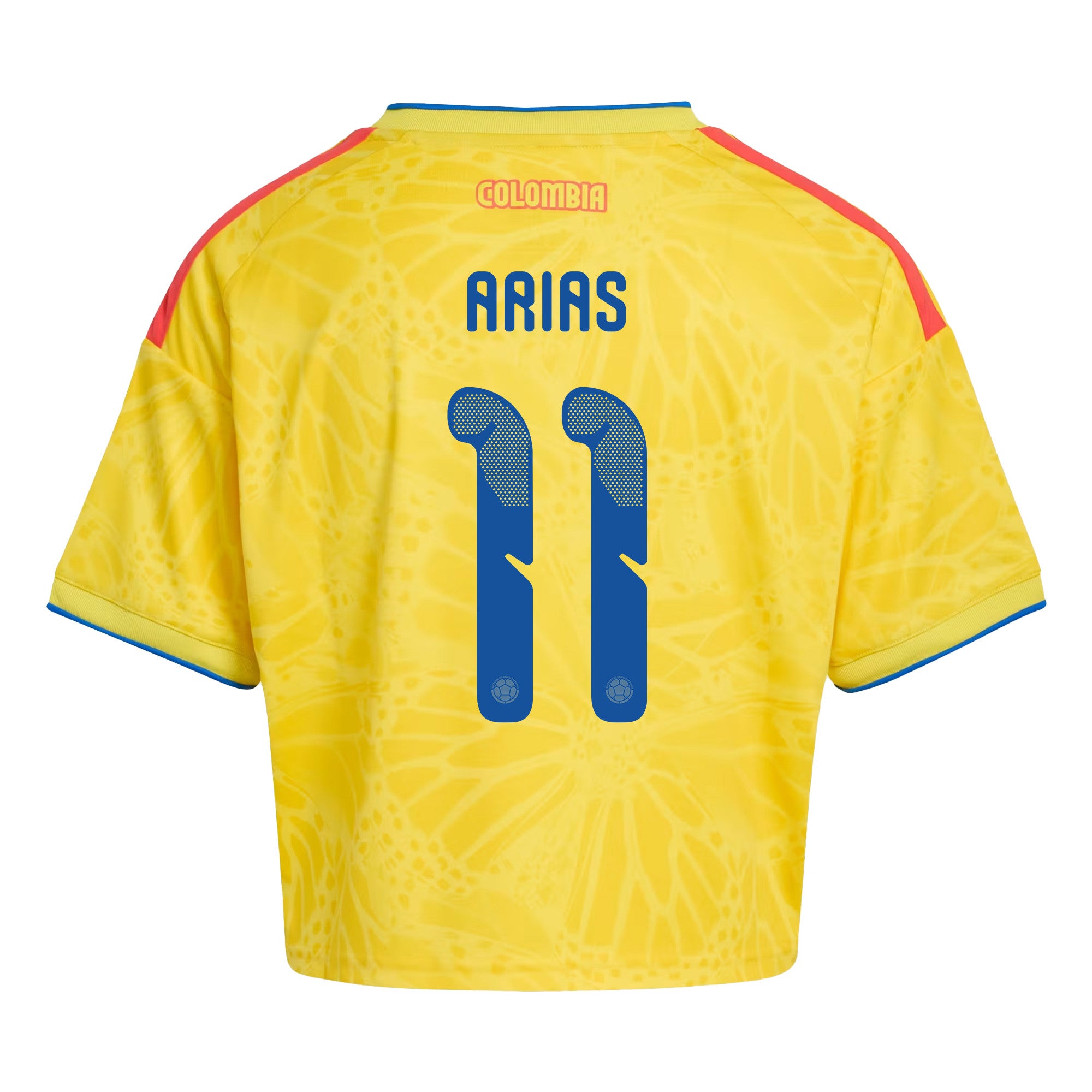 Jhon Arias 11 Colombia 2026 Home Women's Cropped Jersey - Yellow