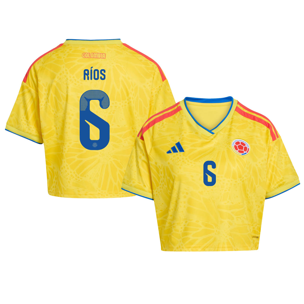 Richard Ríos 6 Colombia 2026 Home Women's Cropped Jersey - Yellow