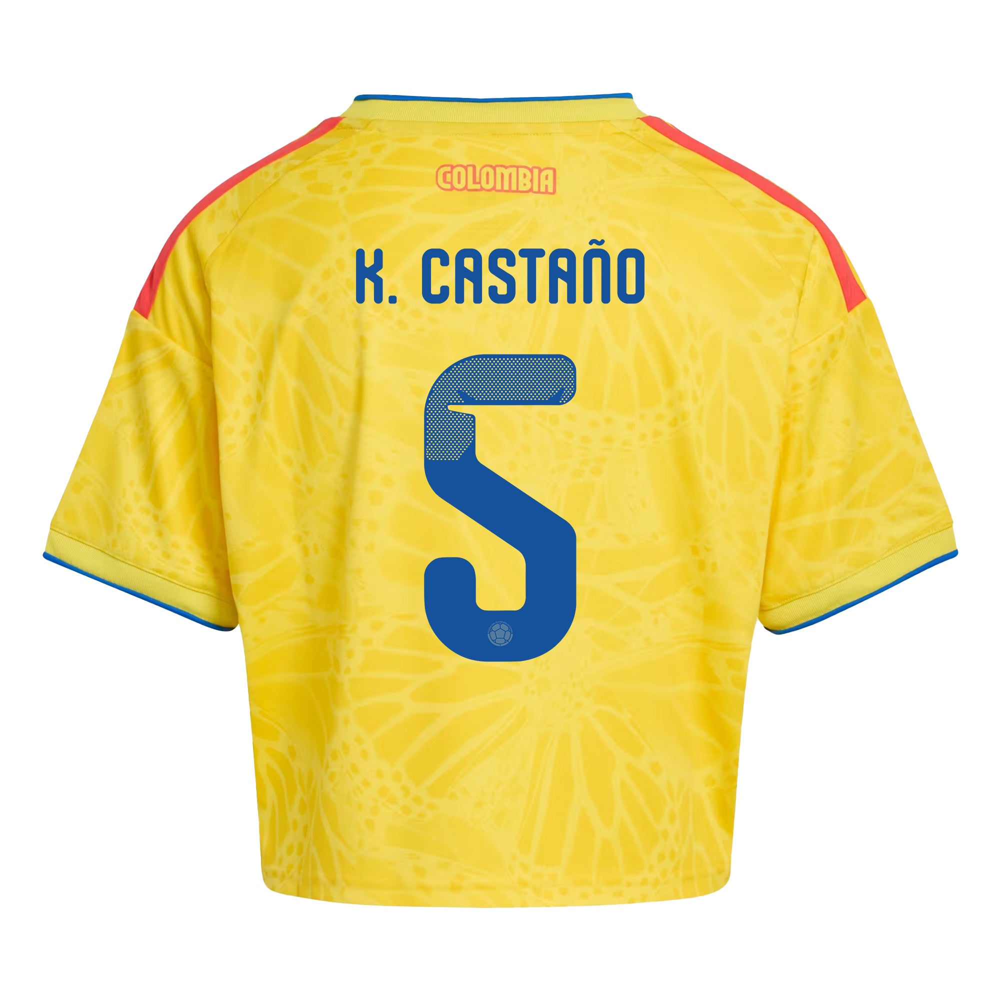 Kevin Castaño 5 Colombia 2026 Home Women's Cropped Jersey - Yellow
