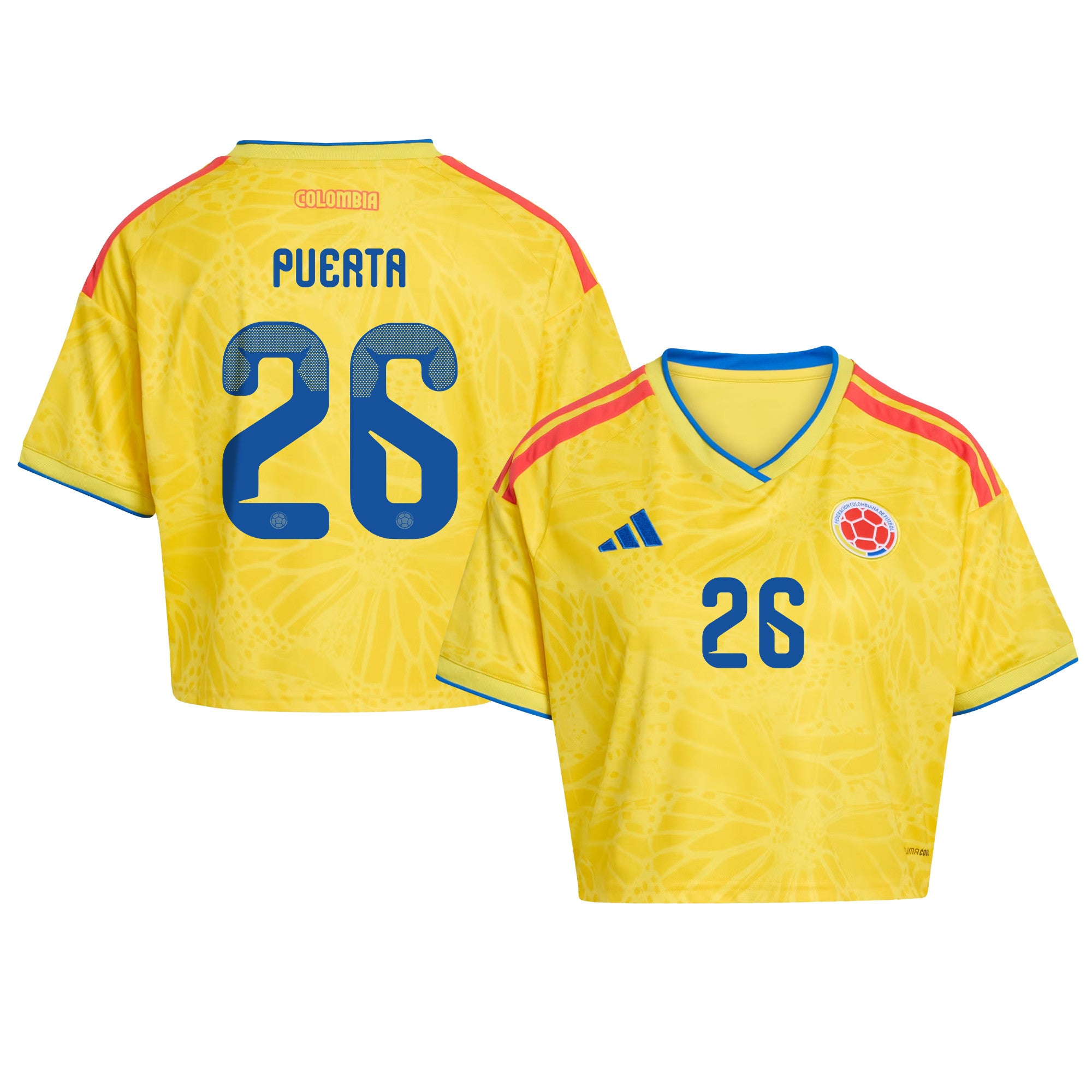Gustavo Puerta 26 Colombia 2026 Home Women's Cropped Jersey - Yellow