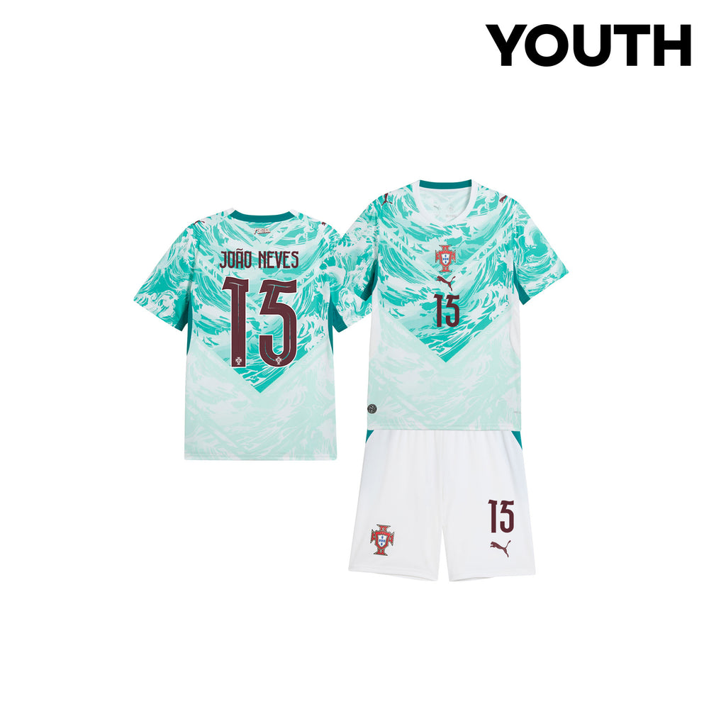 João Neves 15 Portugal 2026 Youth Away Jersey & Shorts Set - White