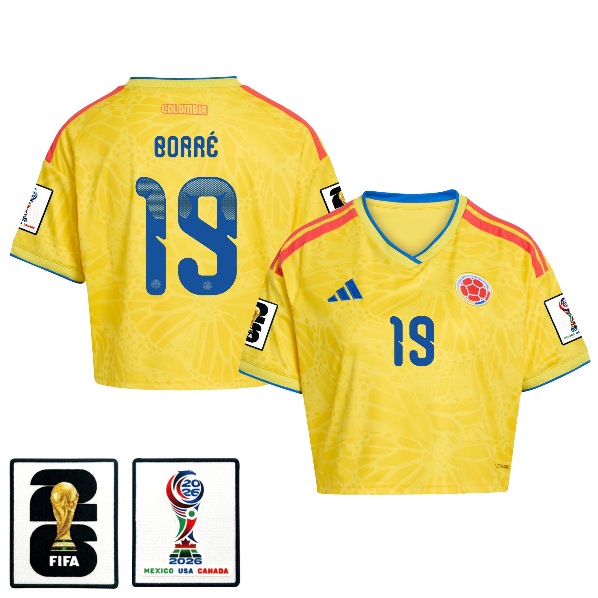 Rafael Borré 19 Colombia 2026 Home Women's Cropped Jersey - Yellow