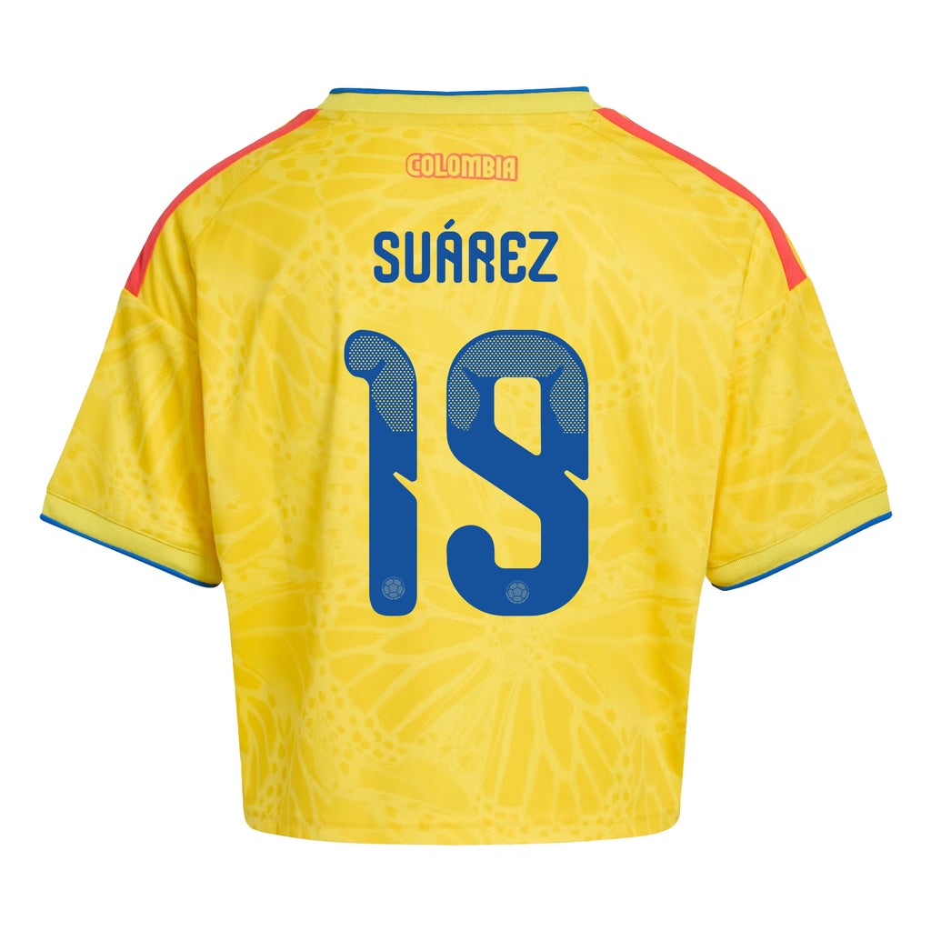 Luis Suárez 19 Colombia 2026 Home Women's Cropped Jersey - Yellow