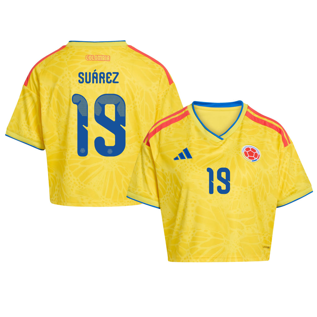 Luis Suárez 19 Colombia 2026 Home Women's Cropped Jersey - Yellow