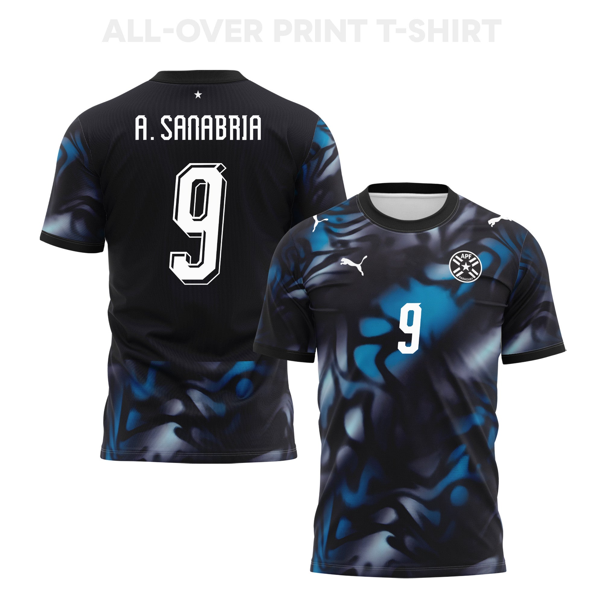 Antonio Sanabria 9 Paraguay 2026 Away 3D T-Shirt Fully Printed – Unisex, Navy