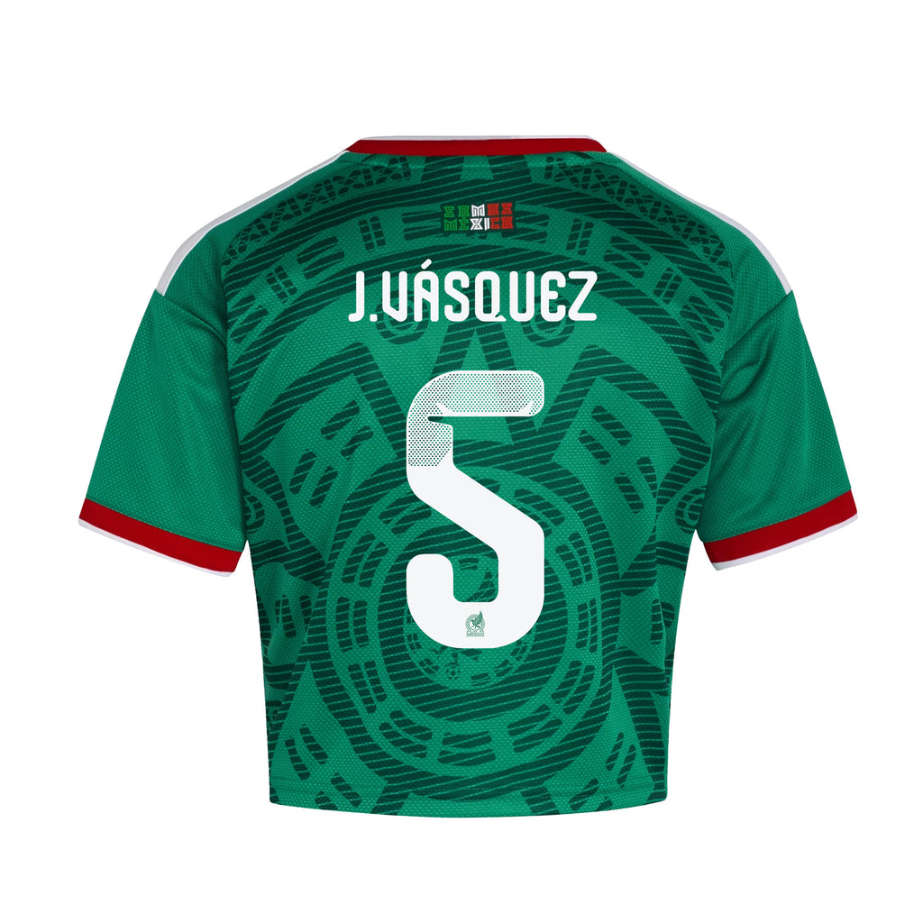 Johan Vásquez 5 Mexico 2026 Home Women's Cropped Jersey - Green