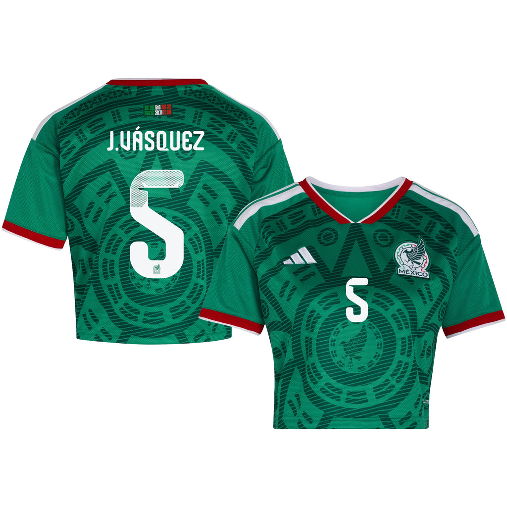 Johan Vásquez 5 Mexico 2026 Home Women's Cropped Jersey - Green