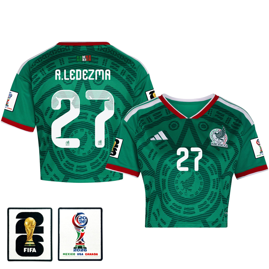 Richard Ledezma 27 Mexico 2026 Home Women's Cropped Jersey - Green