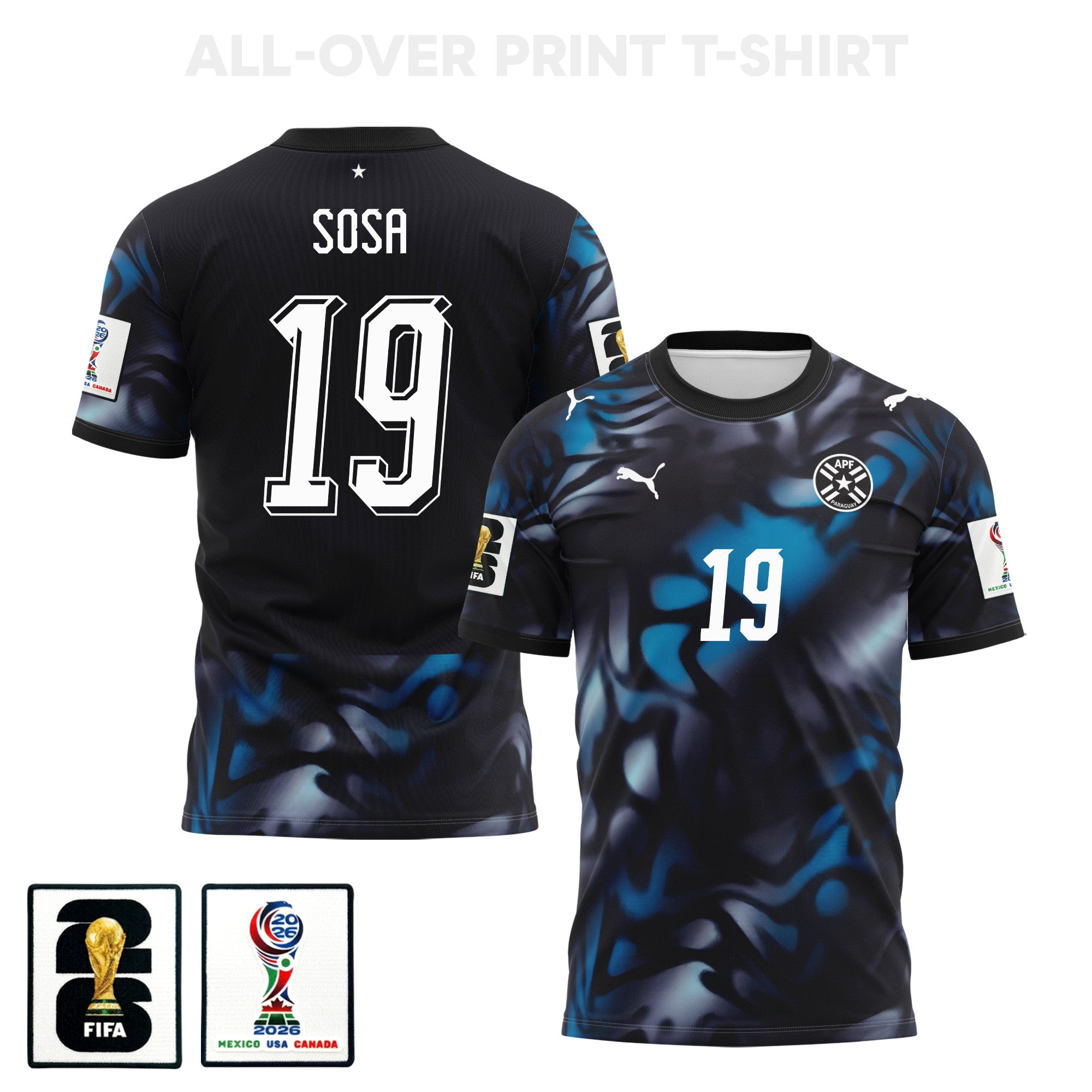 Ramón Sosa 19 Paraguay 2026 Away 3D T-Shirt Fully Printed – Unisex, Navy