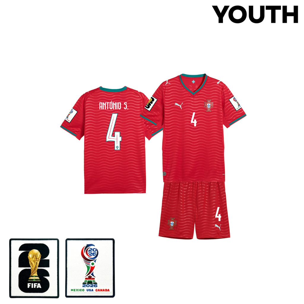 António Silva 4 Portugal 2026 Youth Home Jersey & Shorts Set - Red