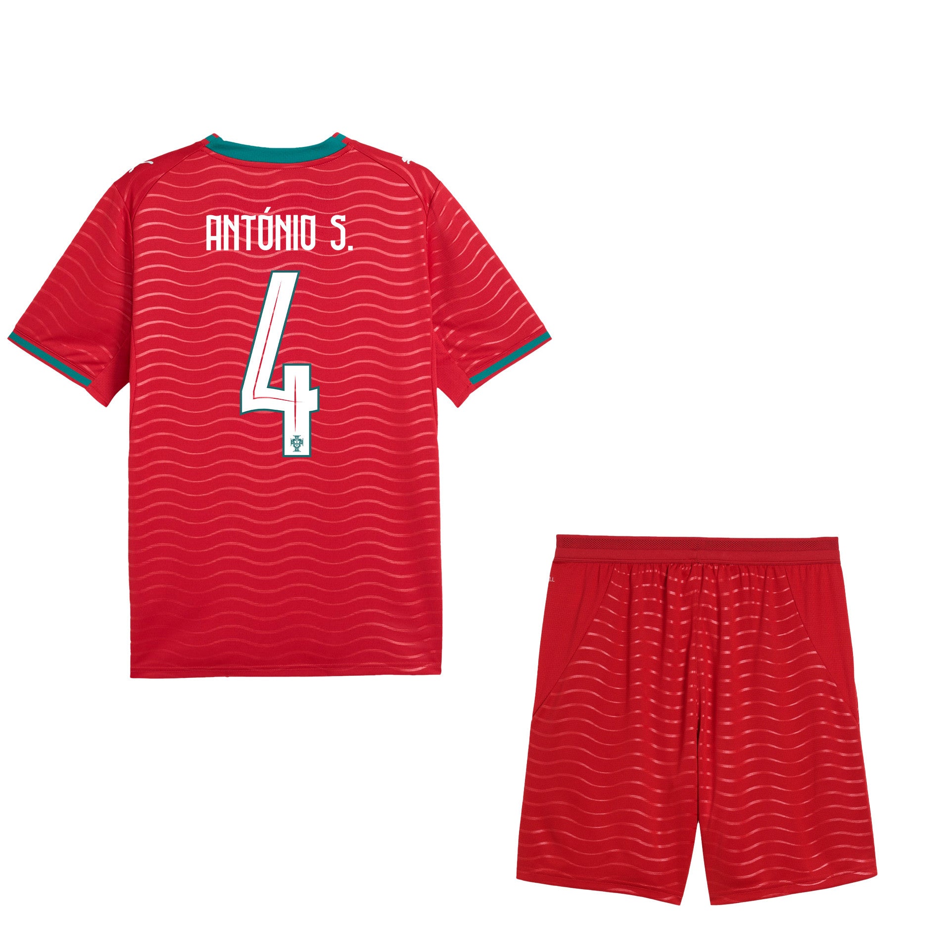 António Silva 4 Portugal 2026 Youth Home Jersey & Shorts Set - Red