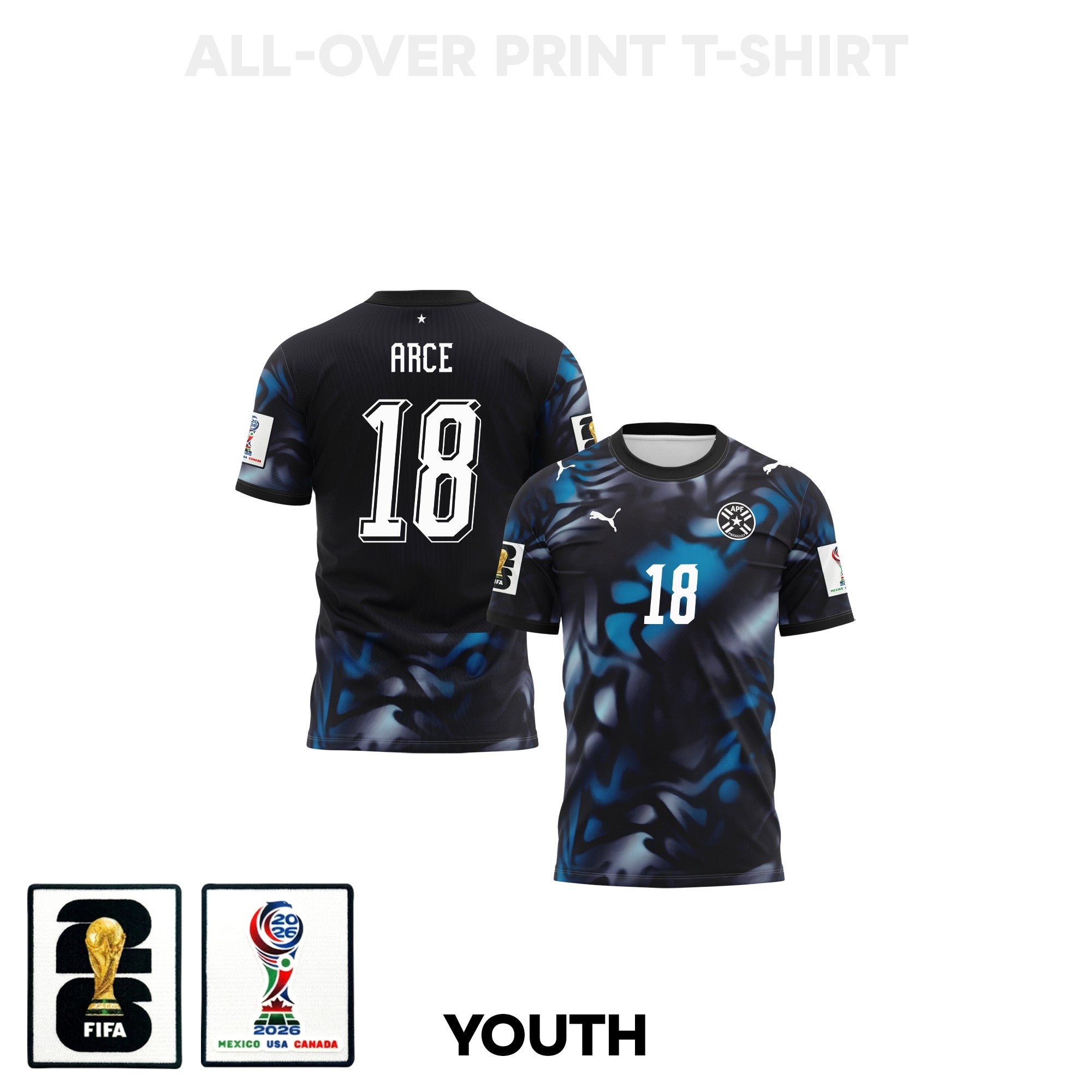 Alex Arce 18 Youth Paraguay 2026 Away 3D T-shirt Fully Printed – Navy