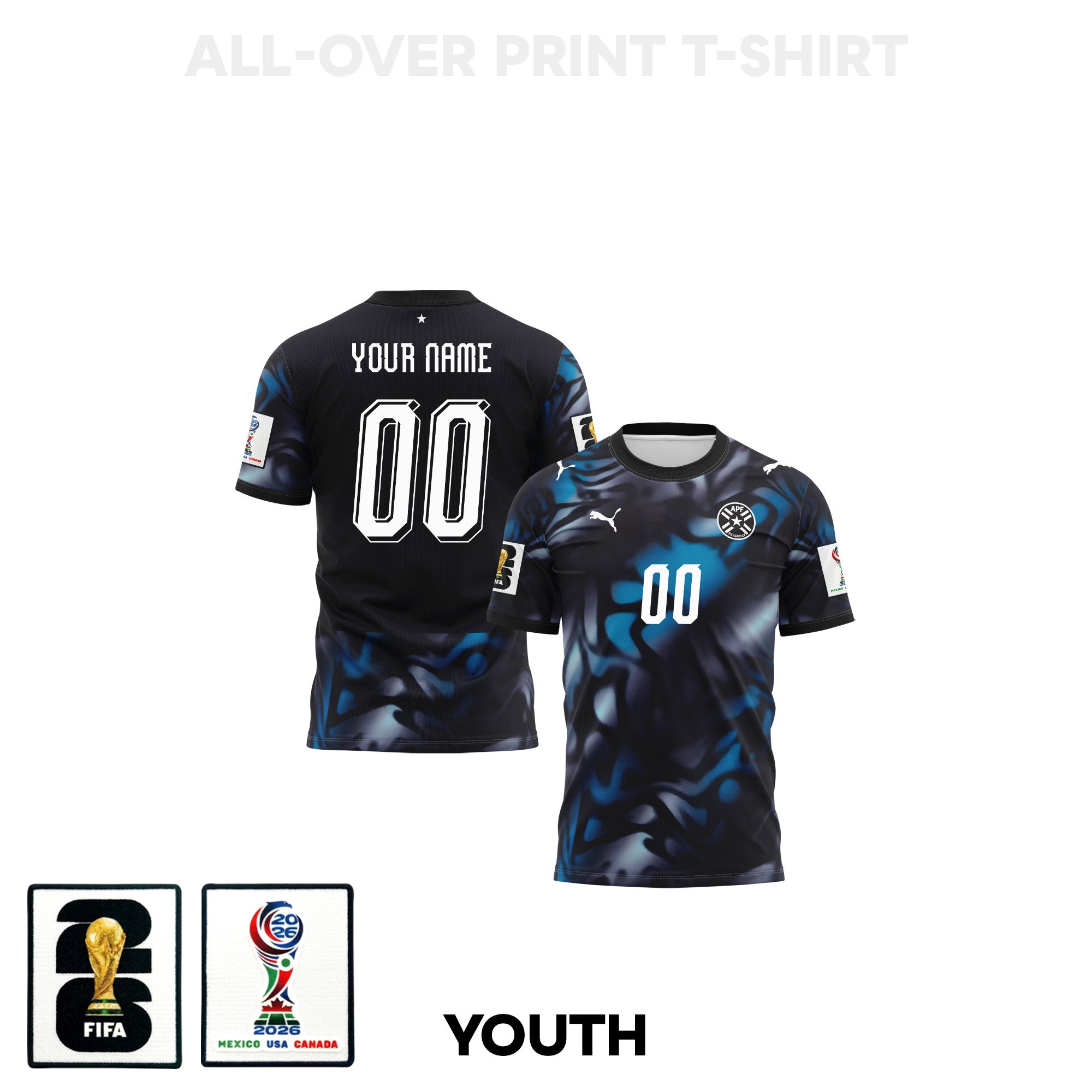 Paraguay 2026 Youth Away 3D T-shirt Fully Printed – Personalized – Navy