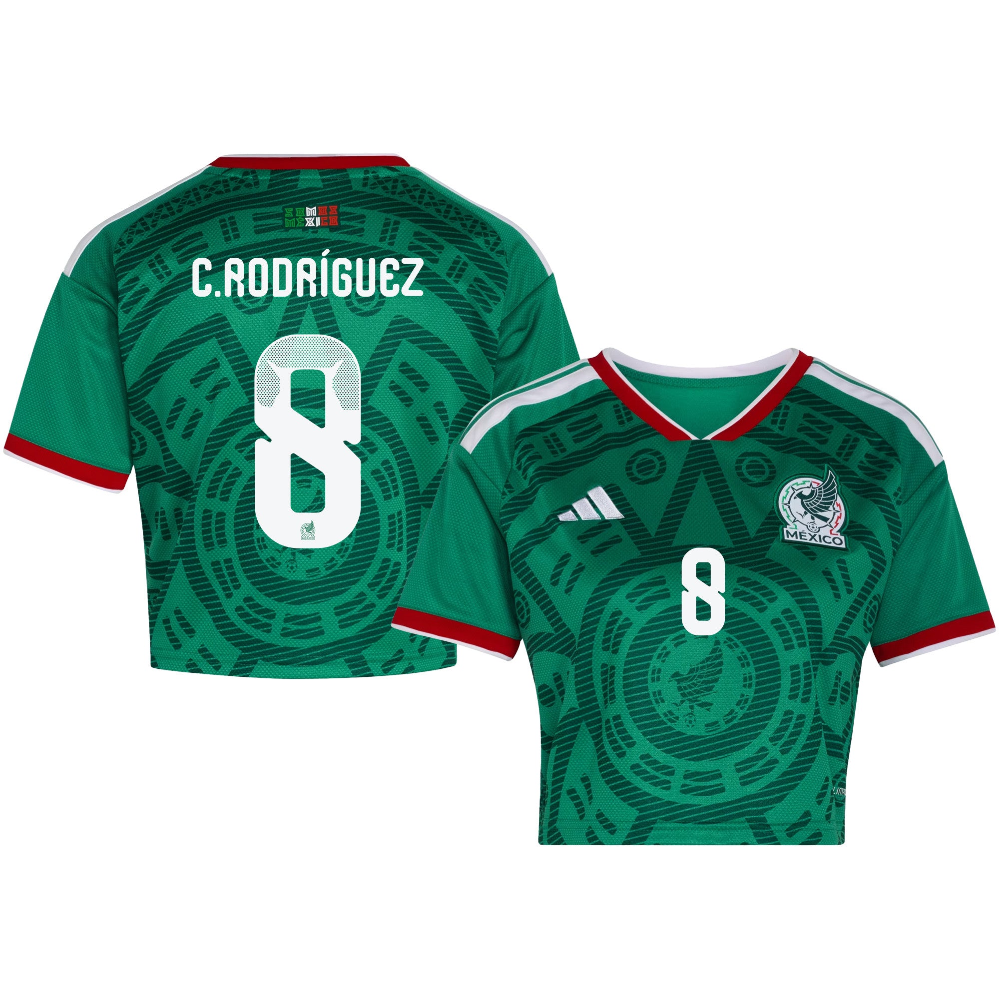 Carlos Rodríguez 8 Mexico 2026 Home Women's Cropped Jersey - Green