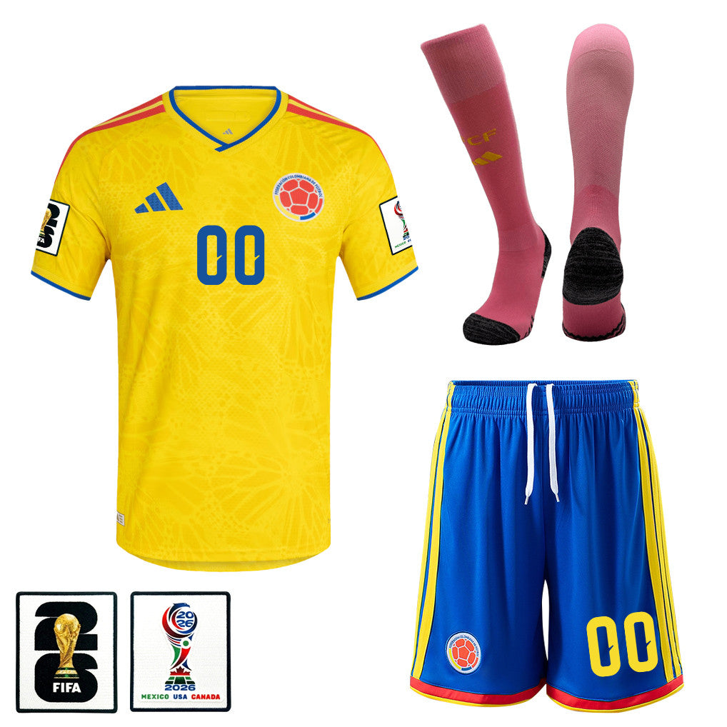 Colombia 2026 Home Men Kit Set – Personalized - Yellow