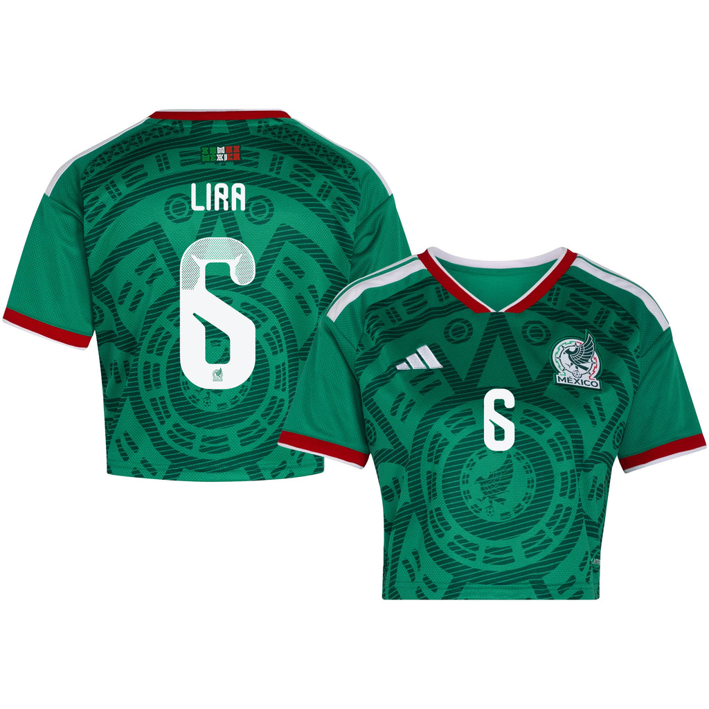 Erik Lira 6 Mexico 2026 Home Women's Cropped Jersey - Green