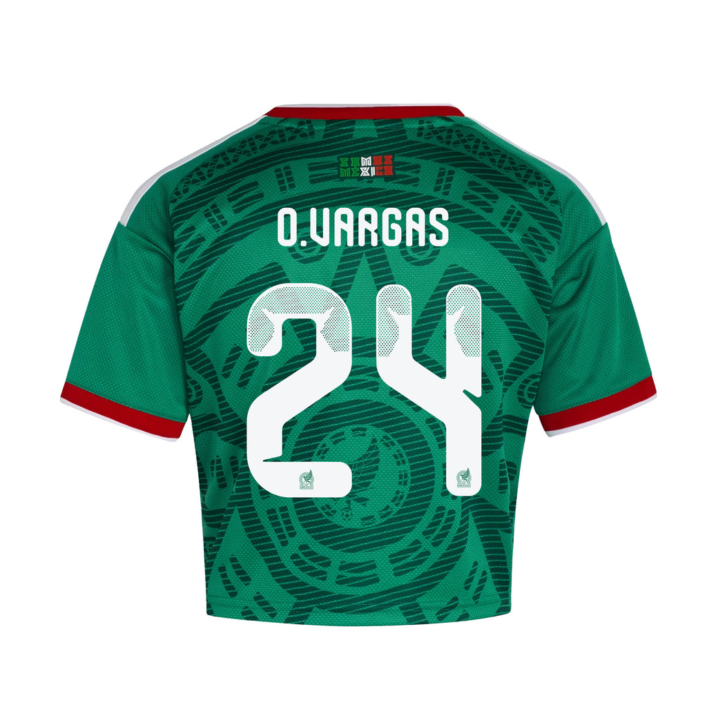 Obed Vargas 24 Mexico 2026 Home Women's Cropped Jersey - Green