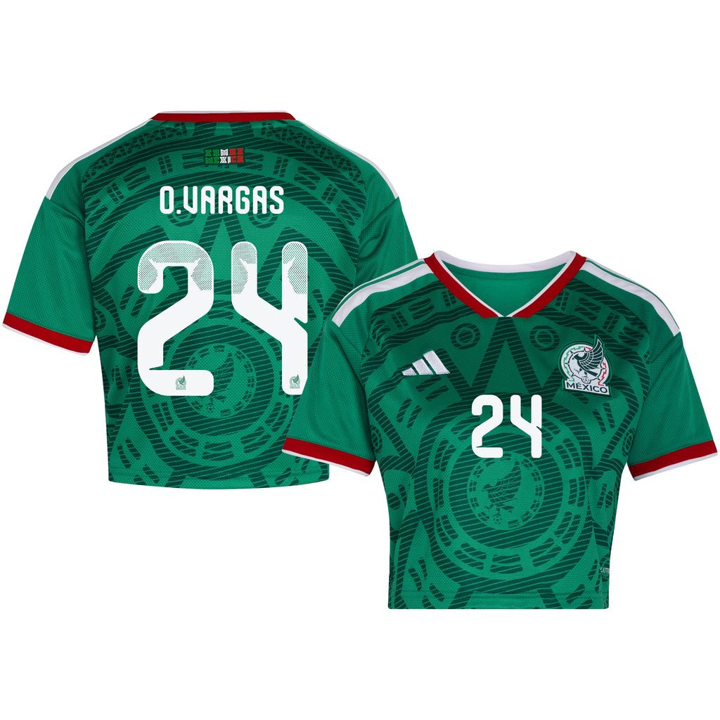 Obed Vargas 24 Mexico 2026 Home Women's Cropped Jersey - Green