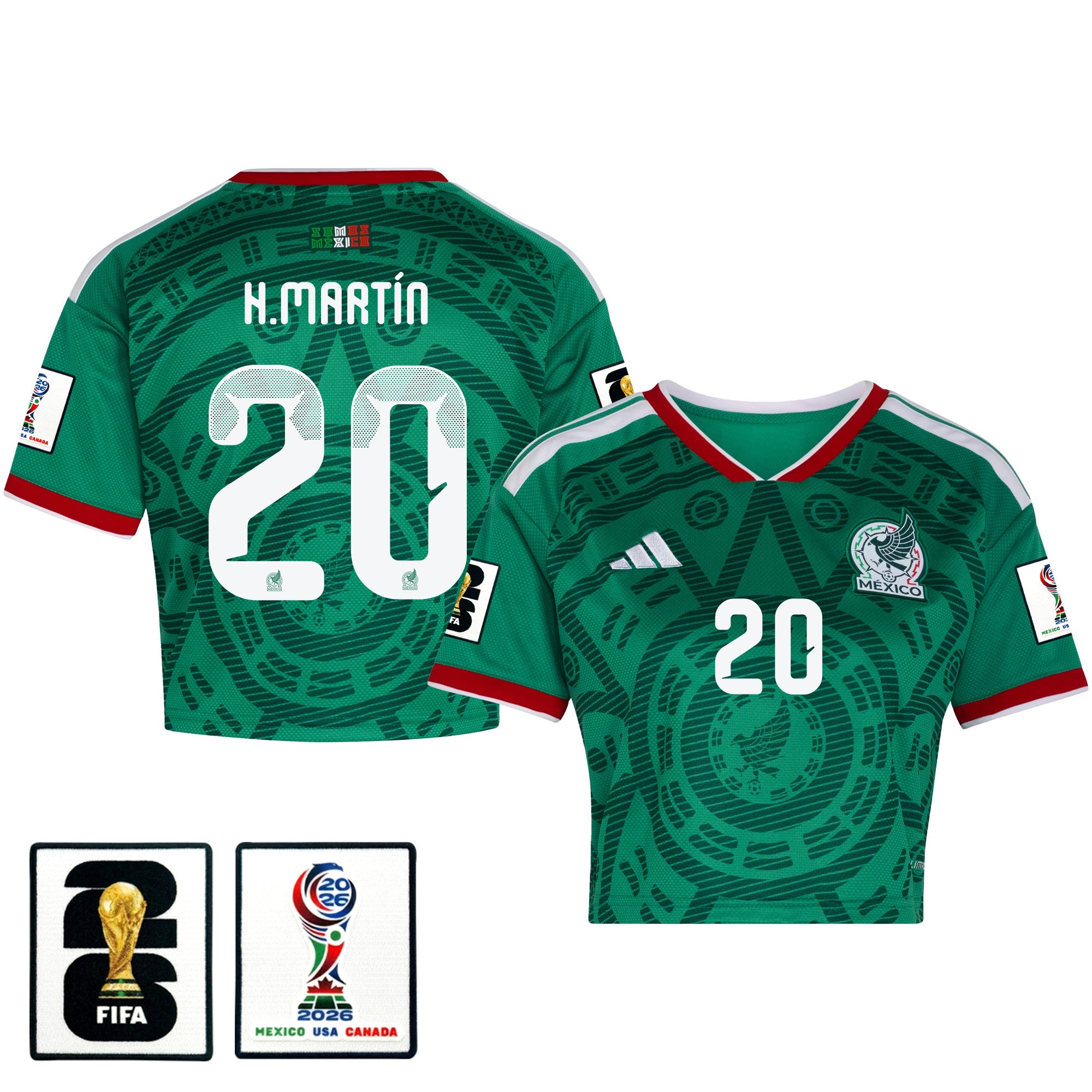 Henry Martín 20 Mexico 2026 Home Women's Cropped Jersey - Green