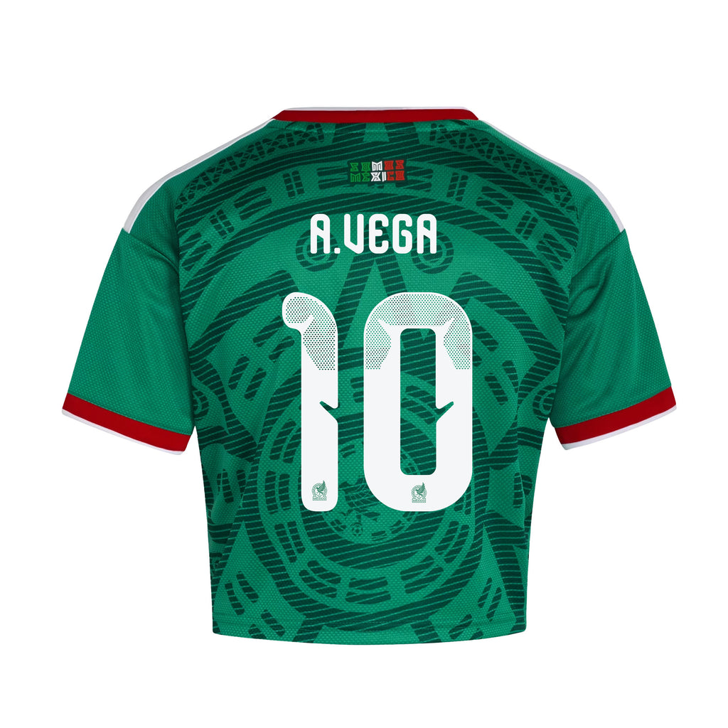 Alexis Vega 10 Mexico 2026 Home Women's Cropped Jersey - Green