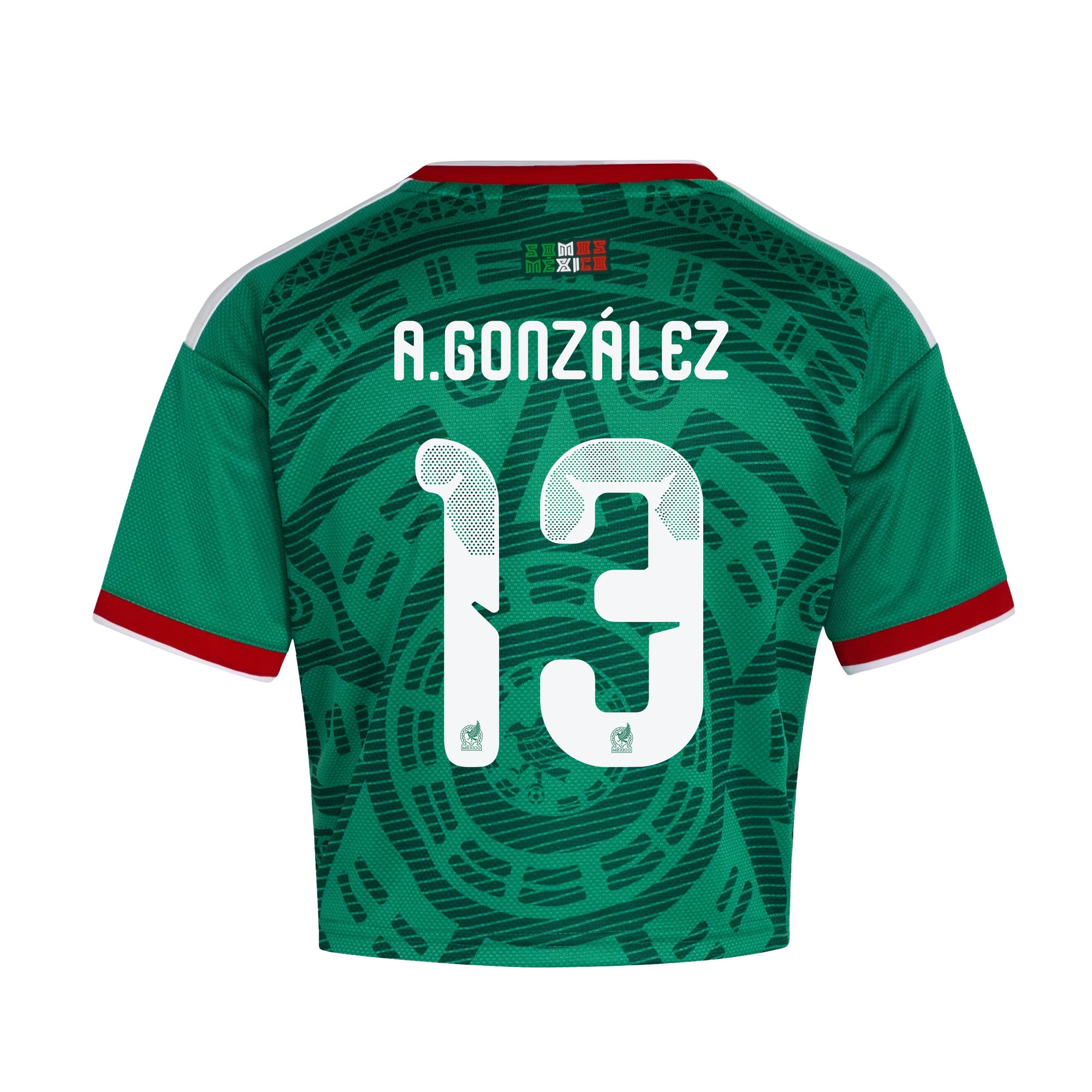 Armando González 13 Mexico 2026 Home Women's Cropped Jersey - Green