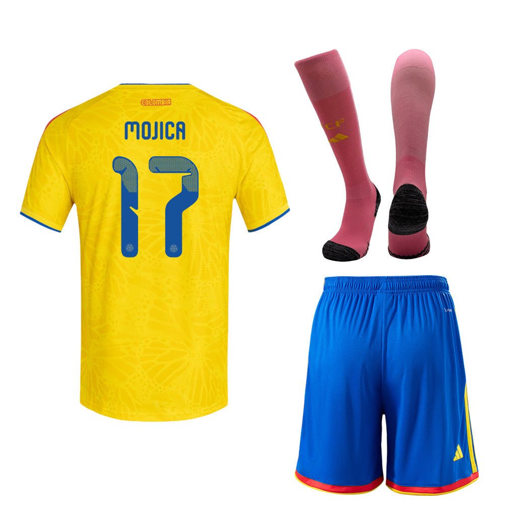 Johan Mojica 17 Colombia 2026 Home Men Kit Set – Yellow